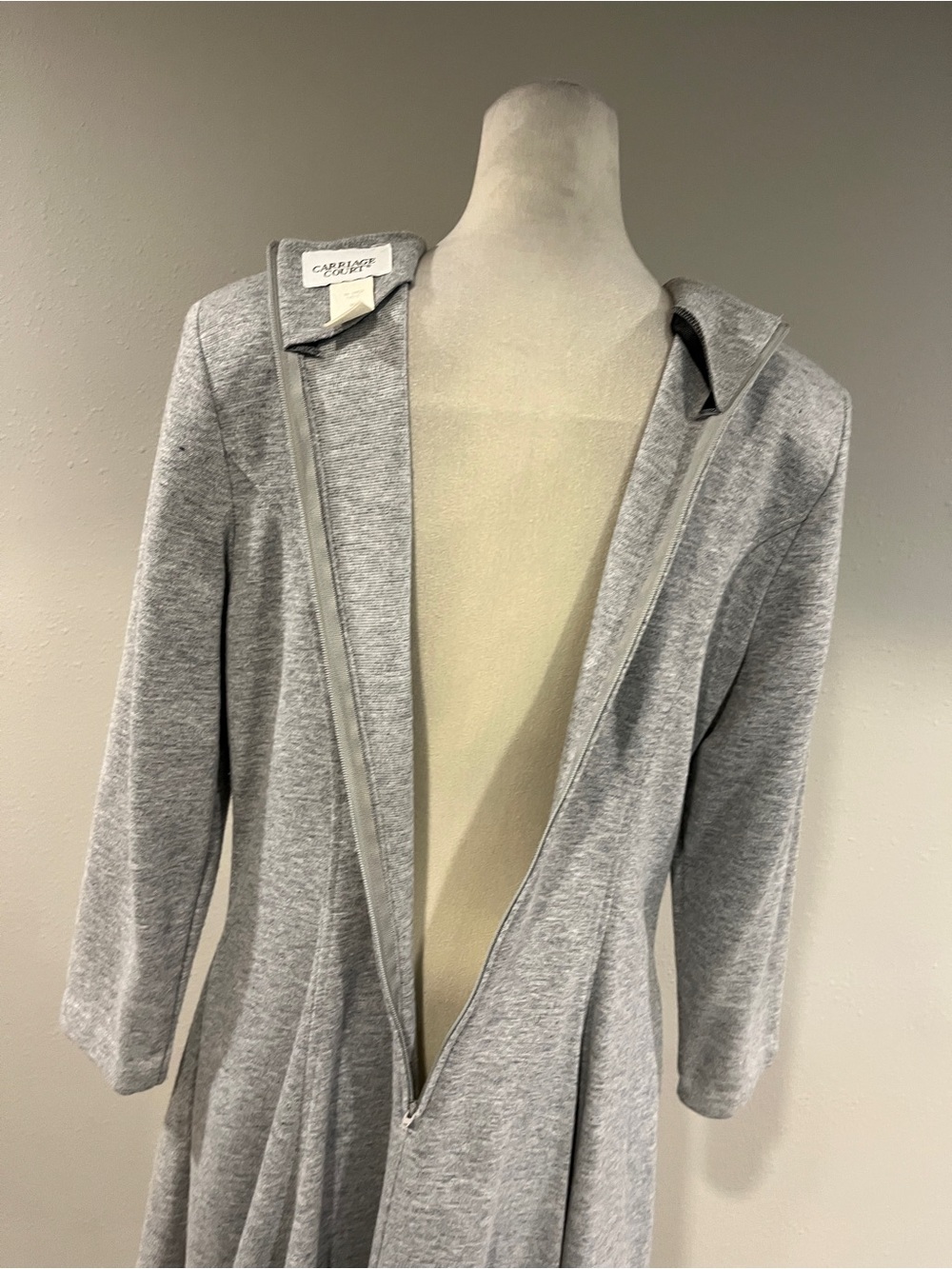 Vintage Gray Long-Sleeve mini Dress size 16 - Picture 7 of 13